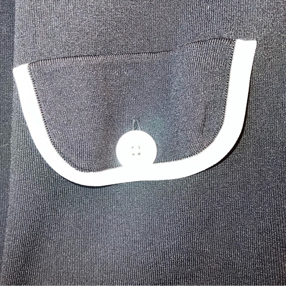 Grace Dane Lewis Black & White Trim Knit Sweater Coat Cardigan Medium - Picture 9 of 10